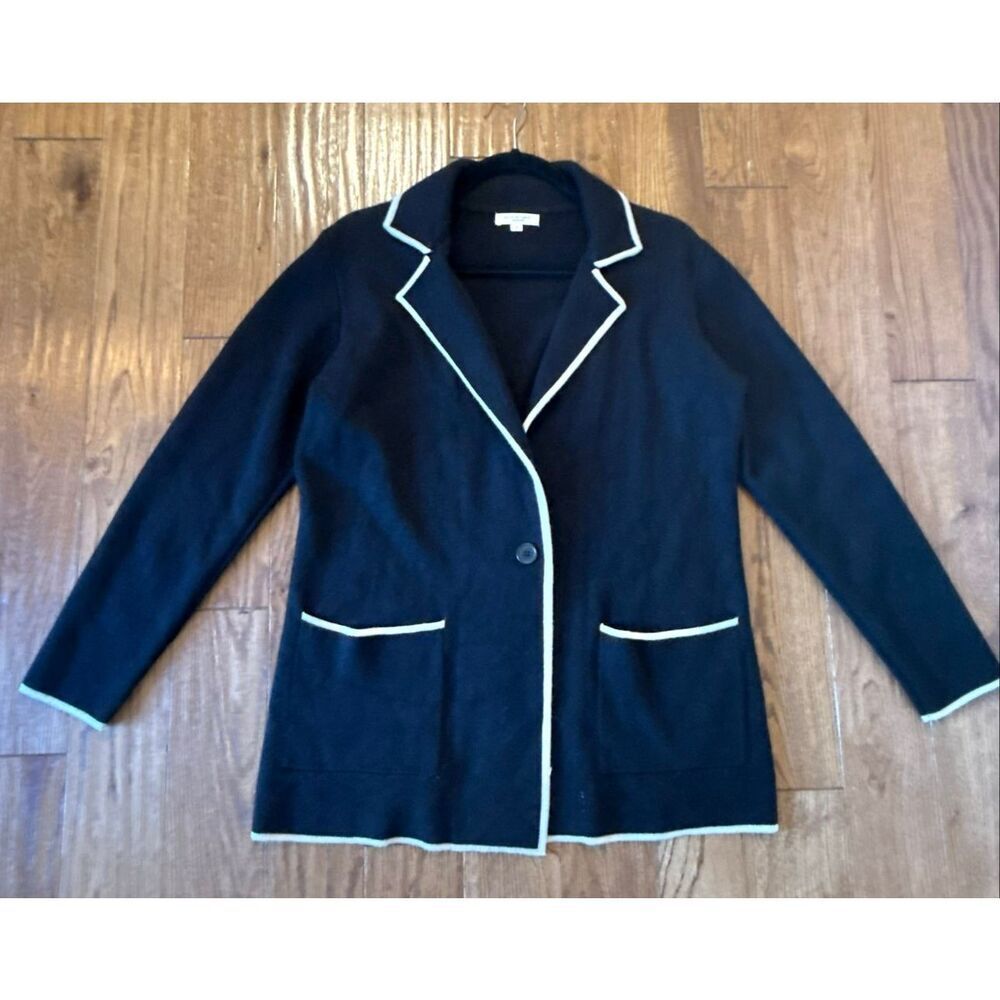 Max Studio London black and white collared sweater jacket small - Picture 3 of 9